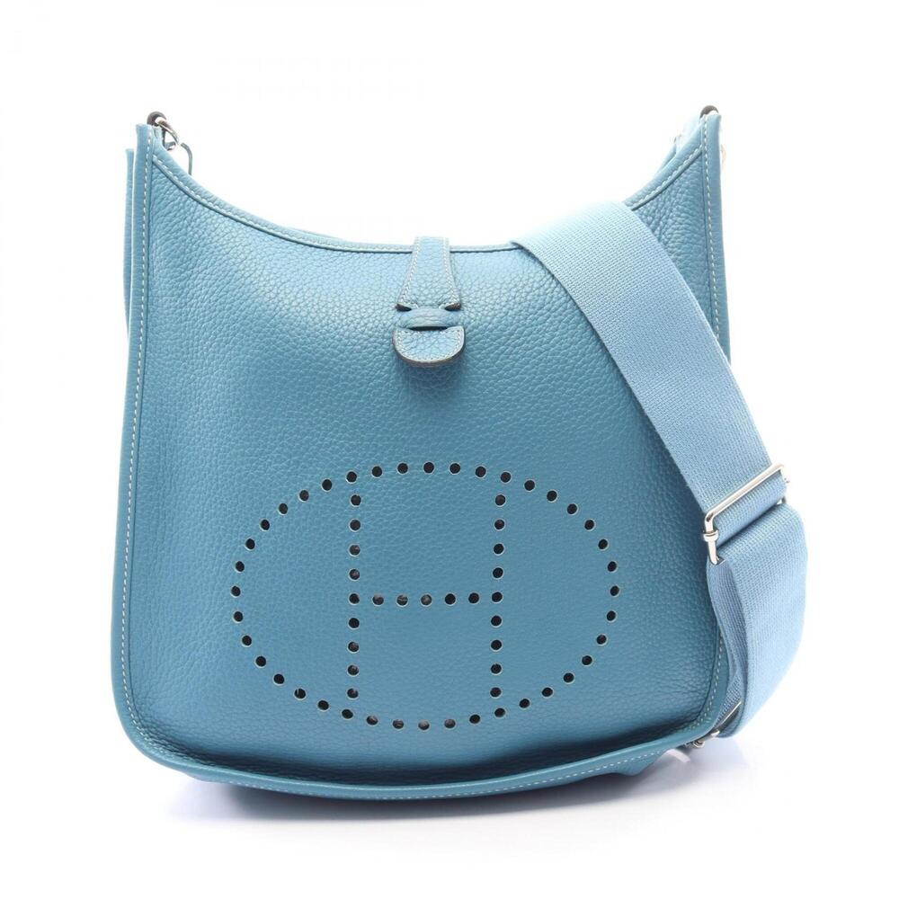 Hermes Evelyne 3 Trois PM Blue Jean Shoulder Bag Handbag Taurillon Clemence L...